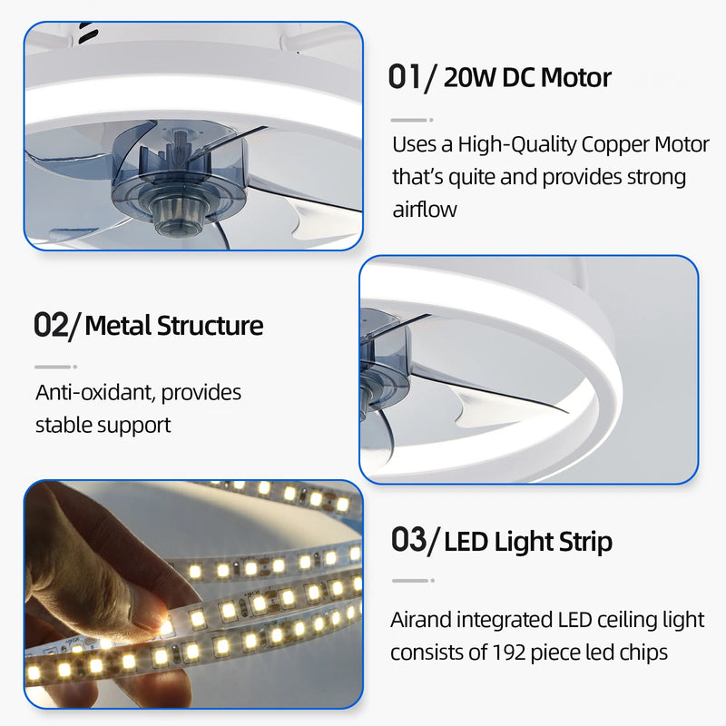 Ventilador de Teto com Luz Inteligente e Controle Remoto