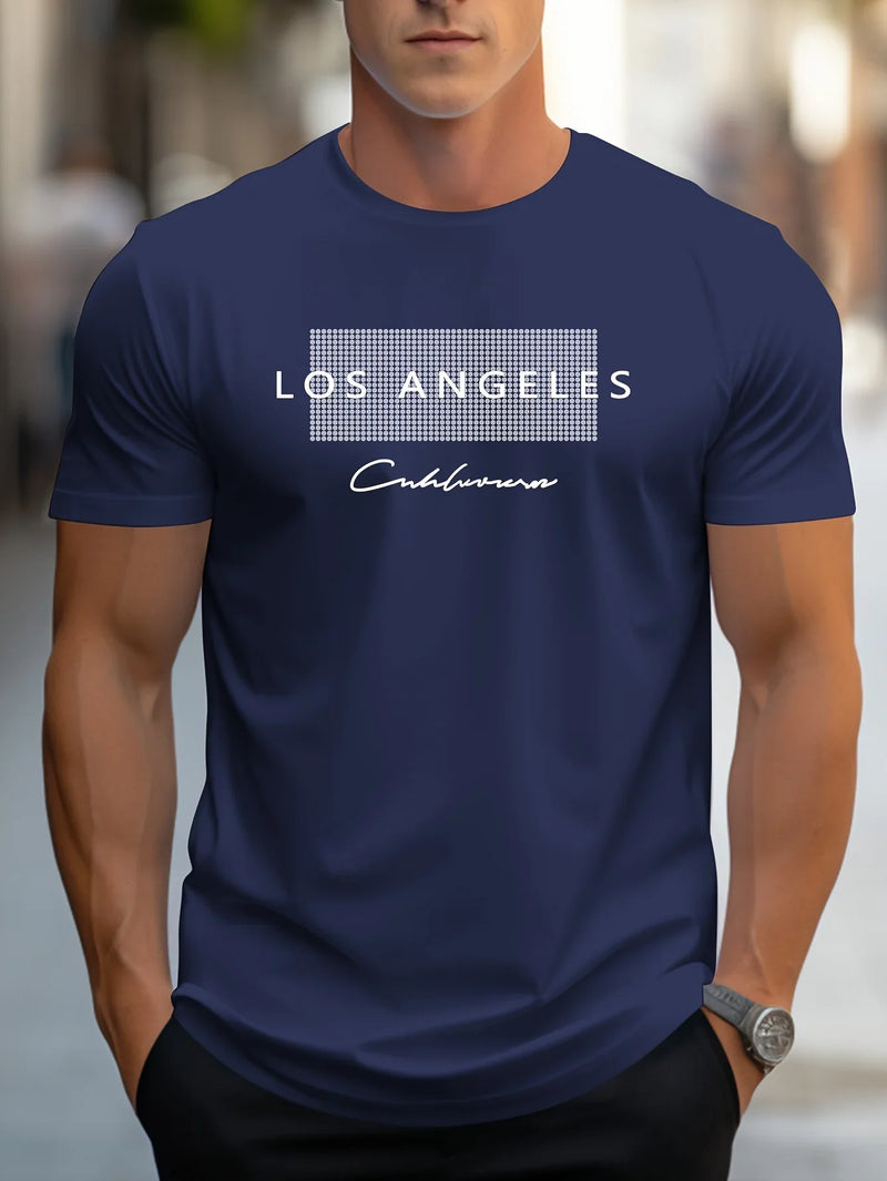 Camisetas Casual  Soft esporte 100% Fibra - Estampa Los Angeles - Gola Redonda