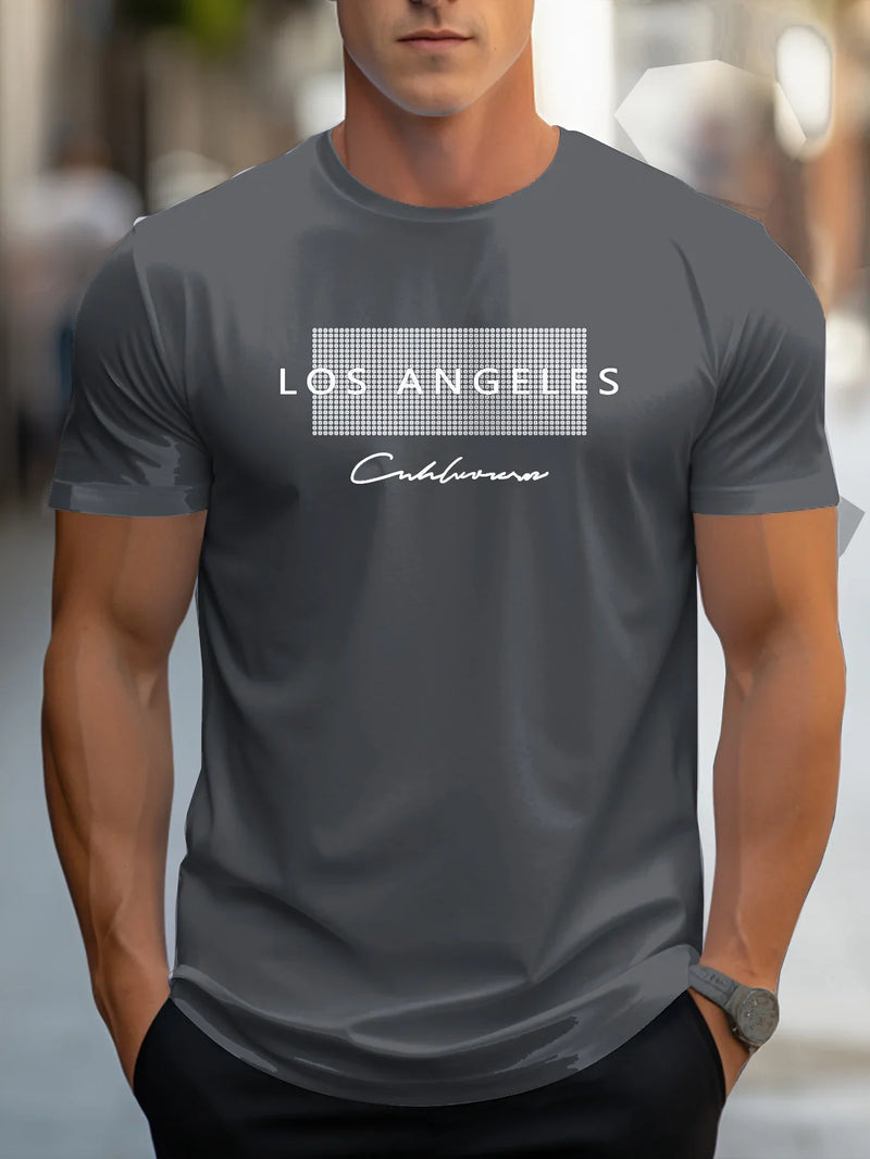 Camisetas Casual  Soft esporte 100% Fibra - Estampa Los Angeles - Gola Redonda