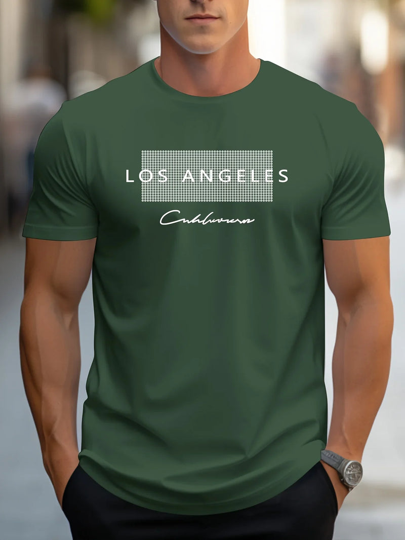 Camisetas Casual  Soft esporte 100% Fibra - Estampa Los Angeles - Gola Redonda