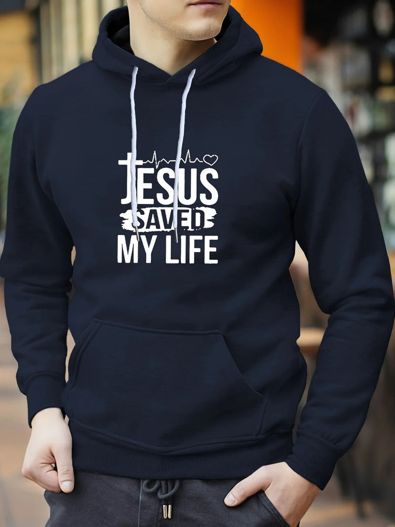 Blusa Masculina com capuz - JESUS salvou minha Vida.