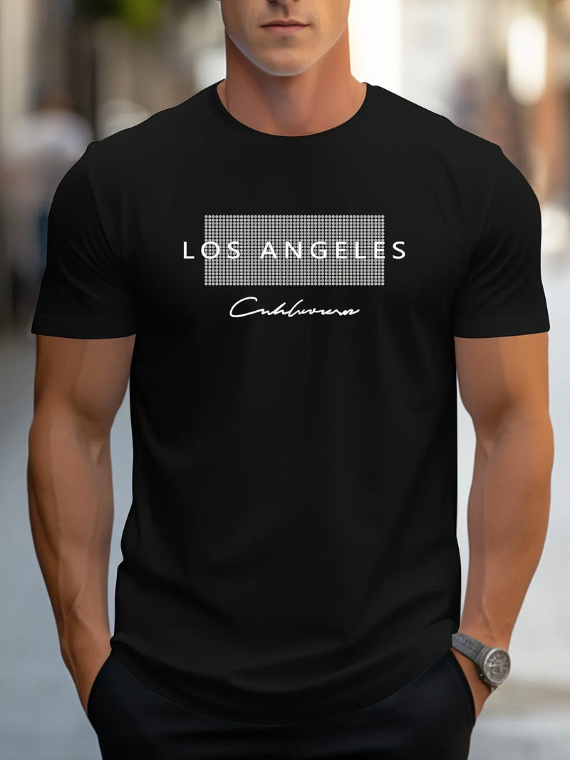 Camisetas Casual  Soft esporte 100% Fibra - Estampa Los Angeles - Gola Redonda