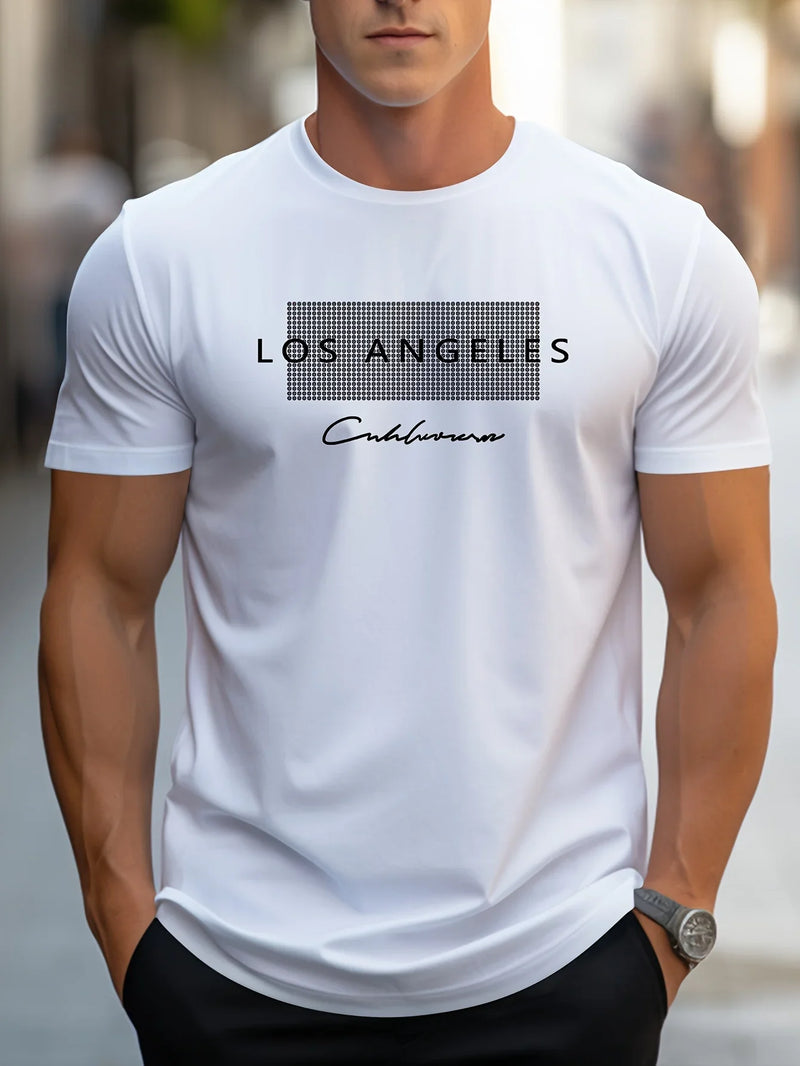 Camisetas Casual  Soft esporte 100% Fibra - Estampa Los Angeles - Gola Redonda