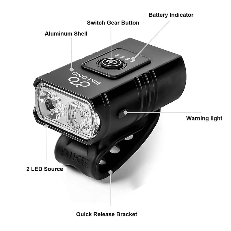 Luz Frontal para Bicicleta recarregável