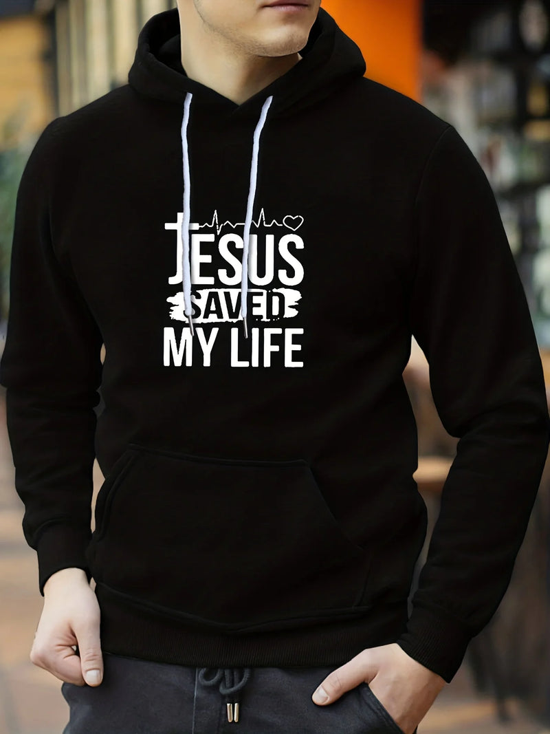 Blusa Masculina com capuz - JESUS salvou minha Vida.